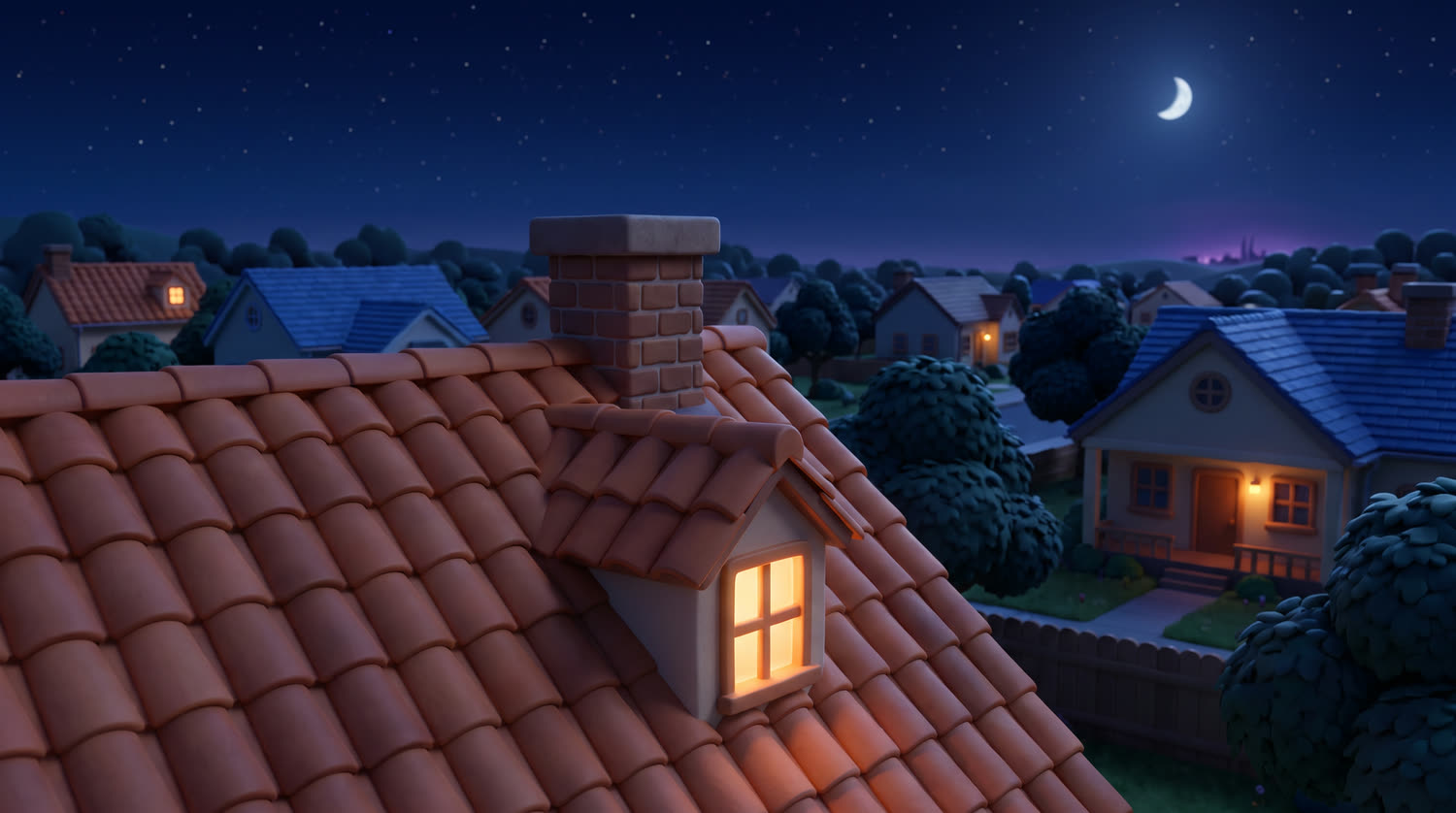 Rooftop night location plate